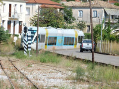 
Train crossing at Pyrgos Station, Greece, September 2009